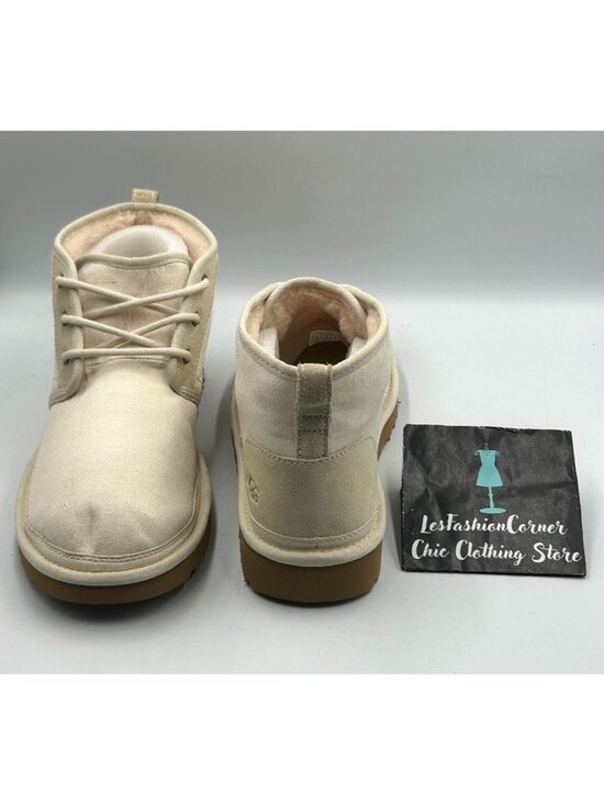 NWOB UGG Mens Beige Canvas Neumel  II Wool Lined Lace-Up Chukka Boots Sz 12 3434 main image 14